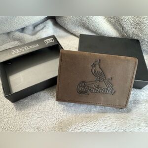 St. Louis Cardinals Tri-Fold Leather Wallet - Brown